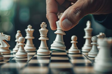 Strategic Move in a Chess Game: A Hand Positioning the King Piece