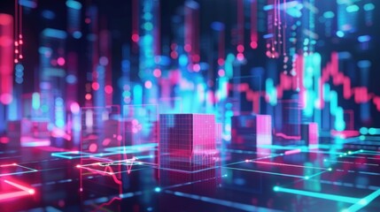 Obraz premium Neon Cityscape: A Digital Abstract