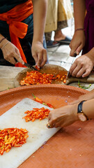 chef preparing food balinese lawar