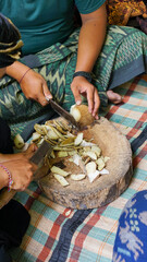 chef preparing food balinese lawar