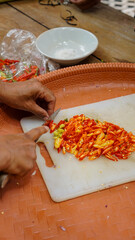 chef preparing food balinese lawar