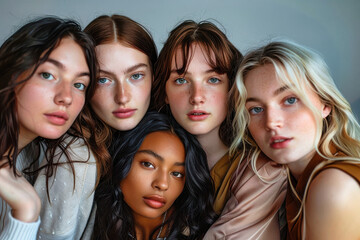 Obraz premium A Portrait of Unity: Three Women, Three Skin Tones, One Light