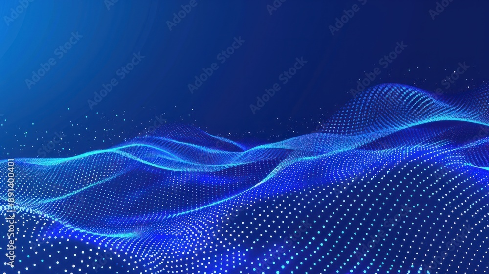 Poster a blue background with a lot of dots and a blue line with a lot of dots