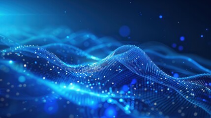a futuristic blue light wave background , wave technology digital network background with blue light, digital wave effect, corporate concept, Cyberspace of future.Science and innovation of technology.