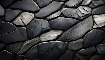 Fototapeta premium Dark Slate Stone Wall Texture Close-Up
