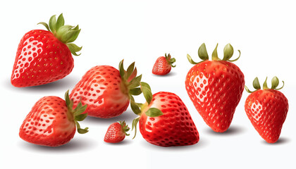 Fresh Red Strawberries Isolated on White Background