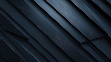 Obraz premium Abstract background with black lines and geometric shapes, dark blue gradient, modern minimalist style, sharp edges, light reflection on the surface of the metal strips