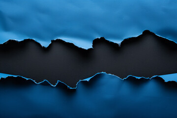 Obraz premium Blue torn paper background with black contrast. Perfect for announcements and promotions