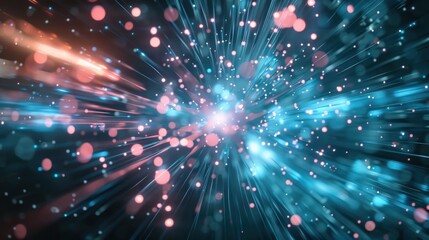 Fototapeta premium Abstract Light Burst with Blue and Pink Bokeh