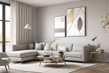 Fototapeta premium Modern Living Room Interior with Elegant Decor