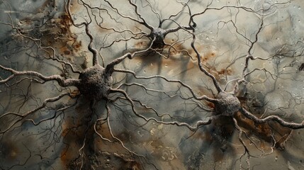 Artistic presentation of brain cells, neurons, nerve endings