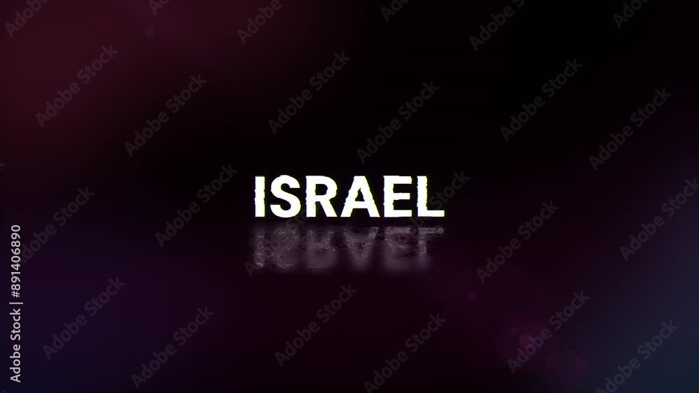 Aufkleber israel text with screen effects of technological failures. spectacular screen glitch with various ki
