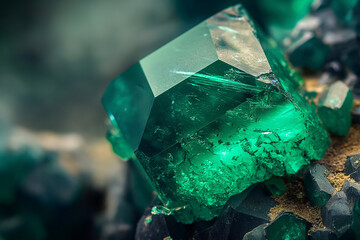 macro shot of emerald gem