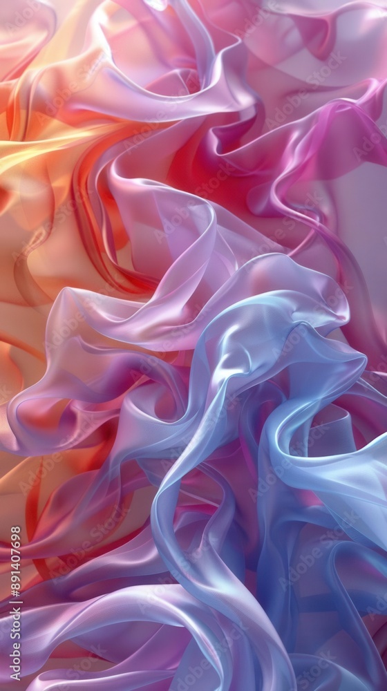 Aufkleber generative aidesigned digital abstract 3d background, fluid forms and vibrant hues, ample copy space