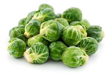 Fototapeta premium Fresh and Vibrant Brussels Sprouts Pile Ready for Cooking