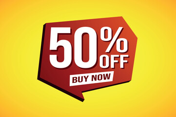 50% fifty percent off buy now poster banner graphic design icon logo sign symbol social media website coupon

