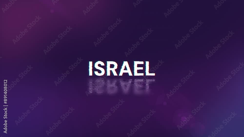 Poster israel text with screen effects of technological failures. spectacular screen glitch with various ki