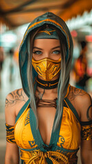 A Warrior's Gaze: A Digital Portrait of a Masked Figure in Battle-Ready Armor