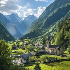 Foroglio Village view in Val Bavona of Switzerland