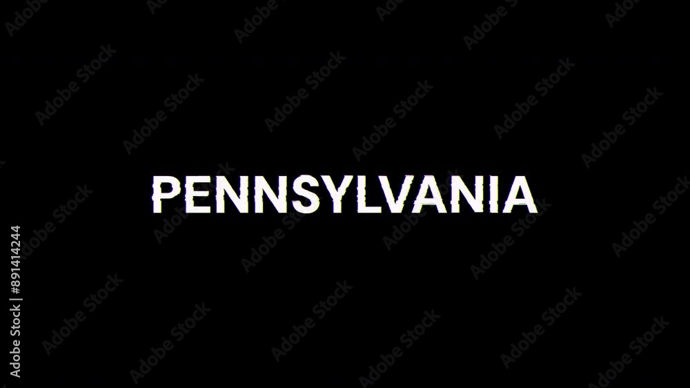 Poster pennsylvania text with screen effects of technological failures. spectacular screen glitch with vari