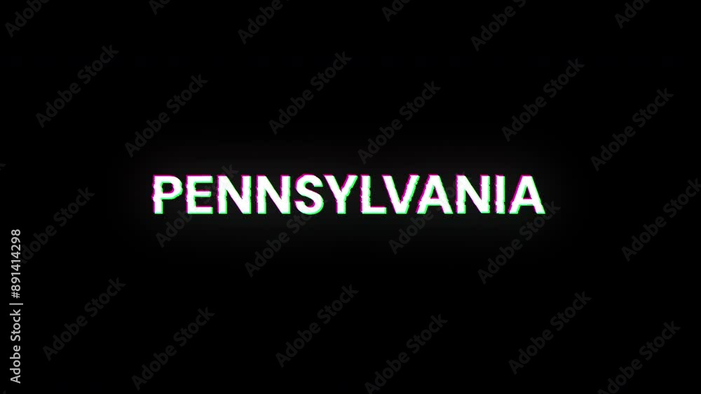 Poster pennsylvania text with screen effects of technological failures. spectacular screen glitch with vari