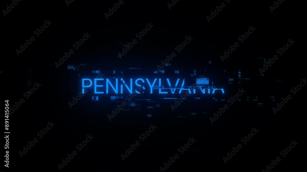 Poster pennsylvania text with screen effects of technological failures. spectacular screen glitch with vari