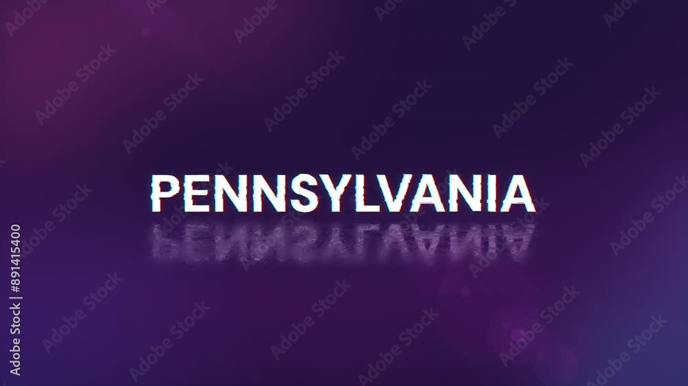 Aufkleber pennsylvania text with screen effects of technological failures. spectacular screen glitch with vari