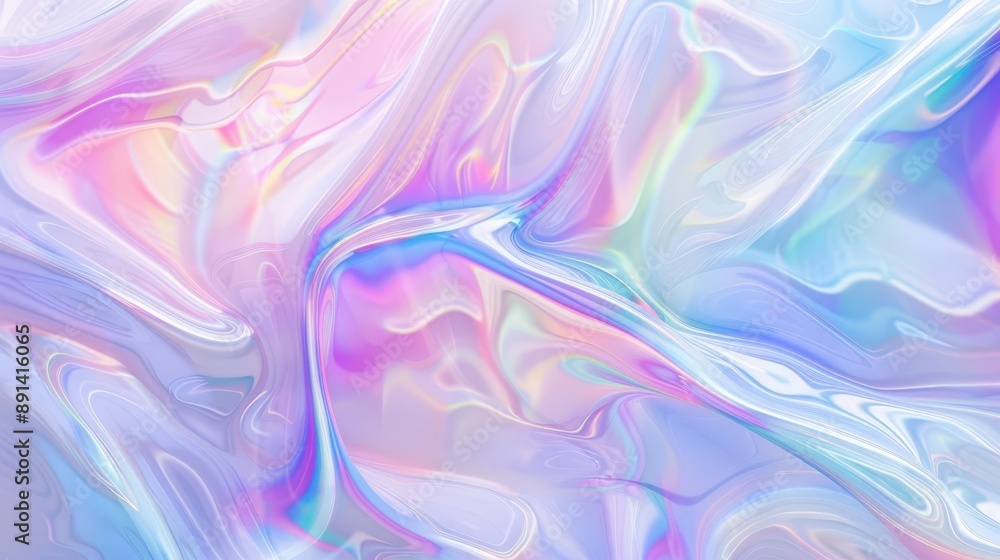 Poster abstract swirling pattern of iridescent pastel hues reminiscent of soap bubbles or oil on water soft
