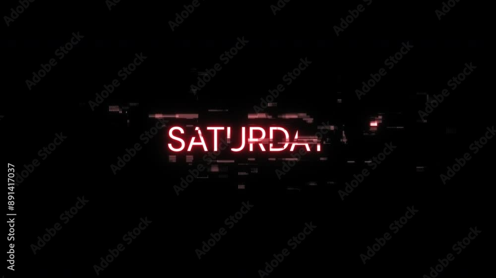 Poster saturday text with screen effects of technological failures. spectacular screen glitch with various 