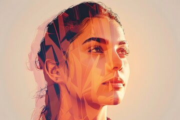 Artistic Portrait with Geometric Overlay and Warm Tones