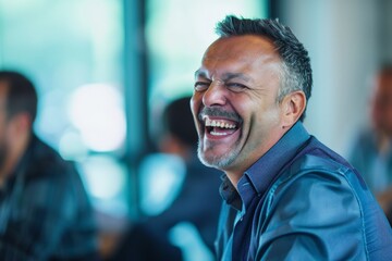Businessman smiling during a meeting at the office