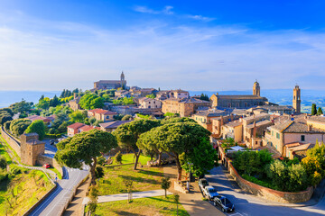 Fototapeta premium Tuscany, Italy. View of the medieval town of Montalcino.