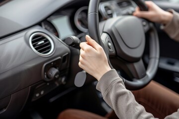 Profile of a middle-aged woman in work clothes driving a truck Image of the transportation and delivery industry, etc.. Beautiful simple AI generated image in 4K, unique.