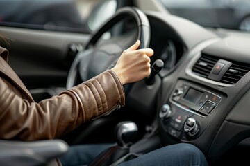 Profile of a middle-aged woman in work clothes driving a truck Image of the transportation and delivery industry, etc.. Beautiful simple AI generated image in 4K, unique.