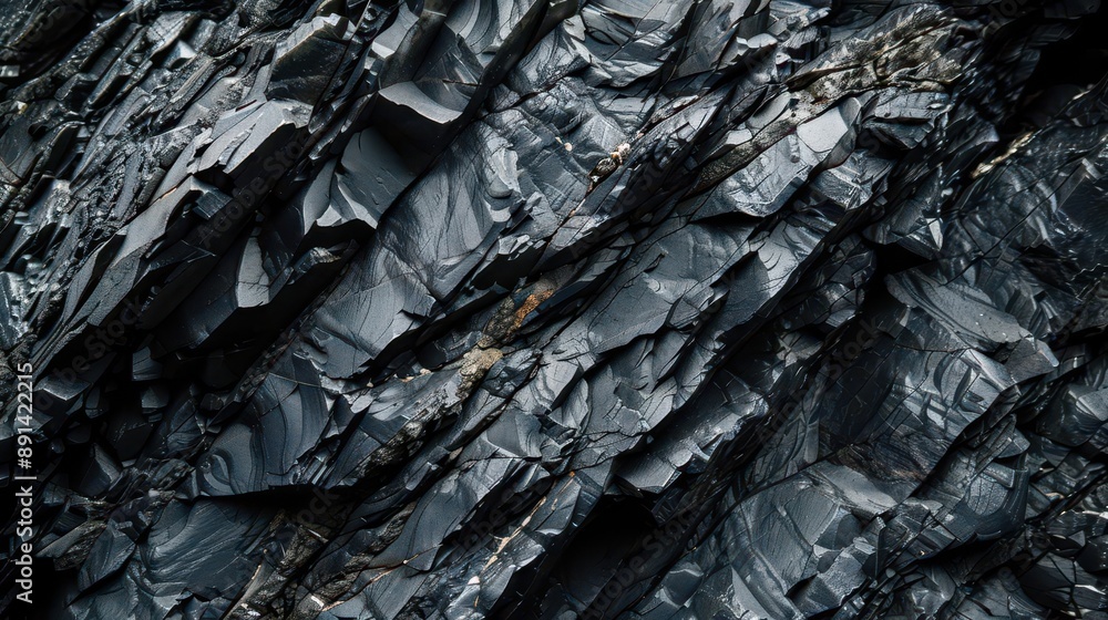 Aufkleber dramatic closeup of craggy black rock face highlighting intricate textures and patterns deep shadows