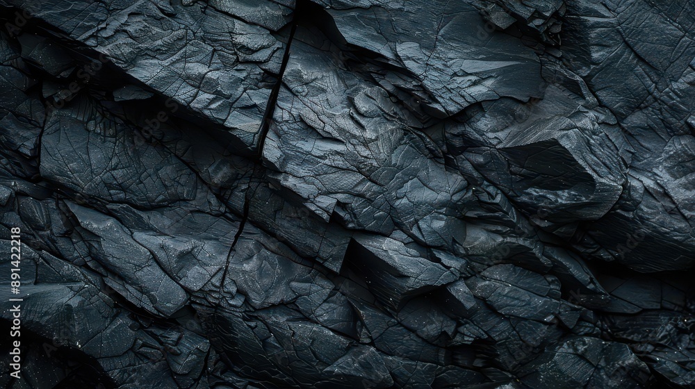 Aufkleber dramatic closeup of craggy black rock face highlighting intricate textures and patterns deep shadows
