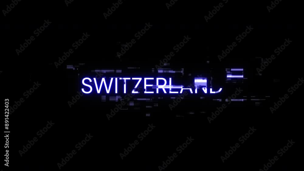 Poster switzerland text with screen effects of technological failures. spectacular screen glitch with vario