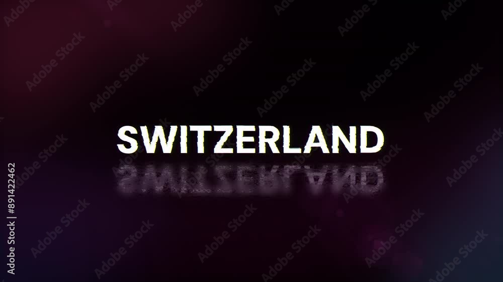 Poster switzerland text with screen effects of technological failures. spectacular screen glitch with vario