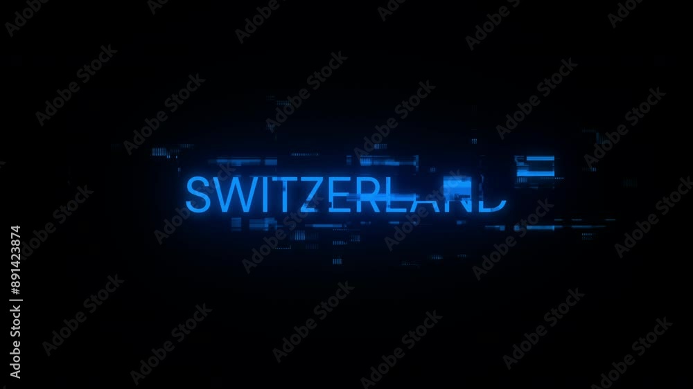 Poster switzerland text with screen effects of technological failures. spectacular screen glitch with vario