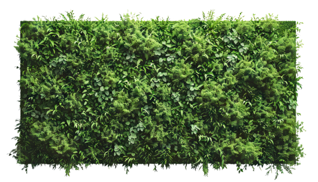 Green plant wall panel with lush foliage, cut out