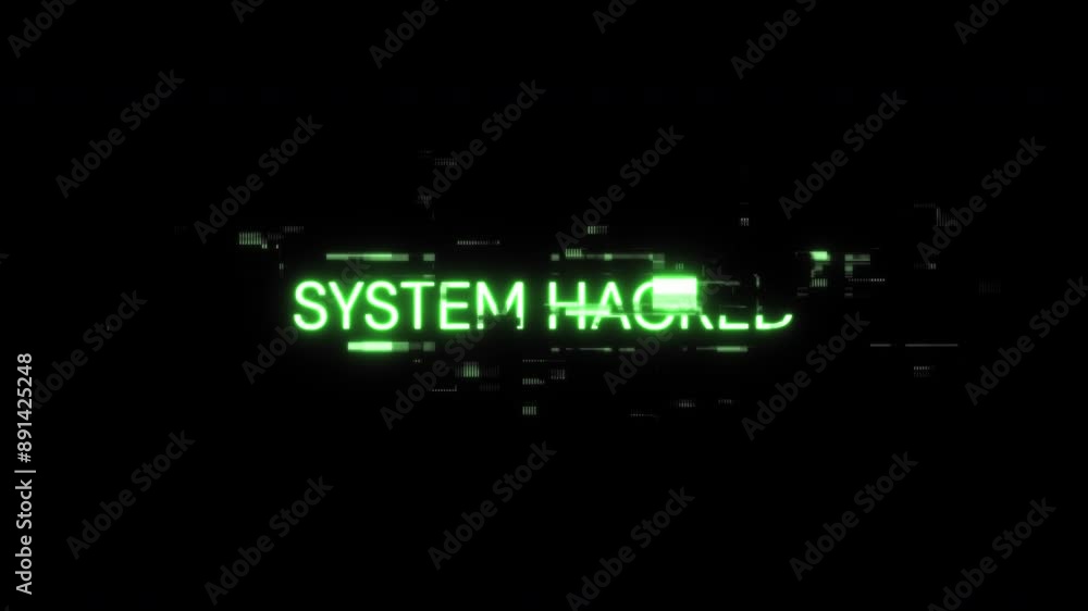 Aufkleber system hacked text with screen effects of technological failures. spectacular screen glitch with var