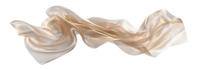 Floating elegant beige fabric, cut out