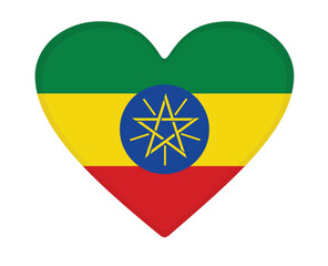 Ethiopia flag heart shaped. vector