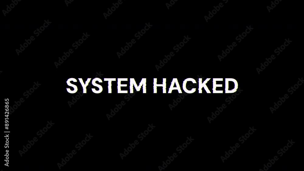 Aufkleber system hacked text with screen effects of technological failures. spectacular screen glitch with var