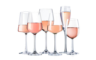 diverse Roséweingläser