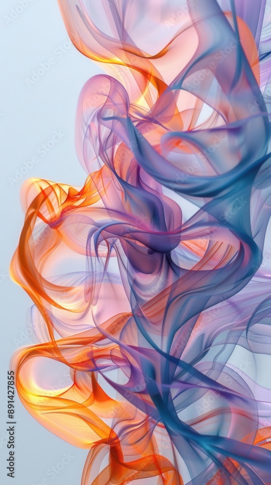 Aufkleber generative aidesigned digital abstract 3d background, fluid forms and vibrant hues, ample copy space