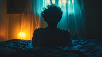 A person practicing mindfulness techniques before bed to enhance sleep quality Stock Photo with copy space