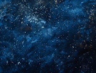 Obraz premium A starry night sky, with stars twinkling in the dark blue background. The overall tone is deep and mysterious, with small details of various celestial bodies scattered across it.