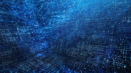 abstract blue matrix digital cyberspace background 3d render illustration, Abstract blue digital background. Big data visualization, AI Generated