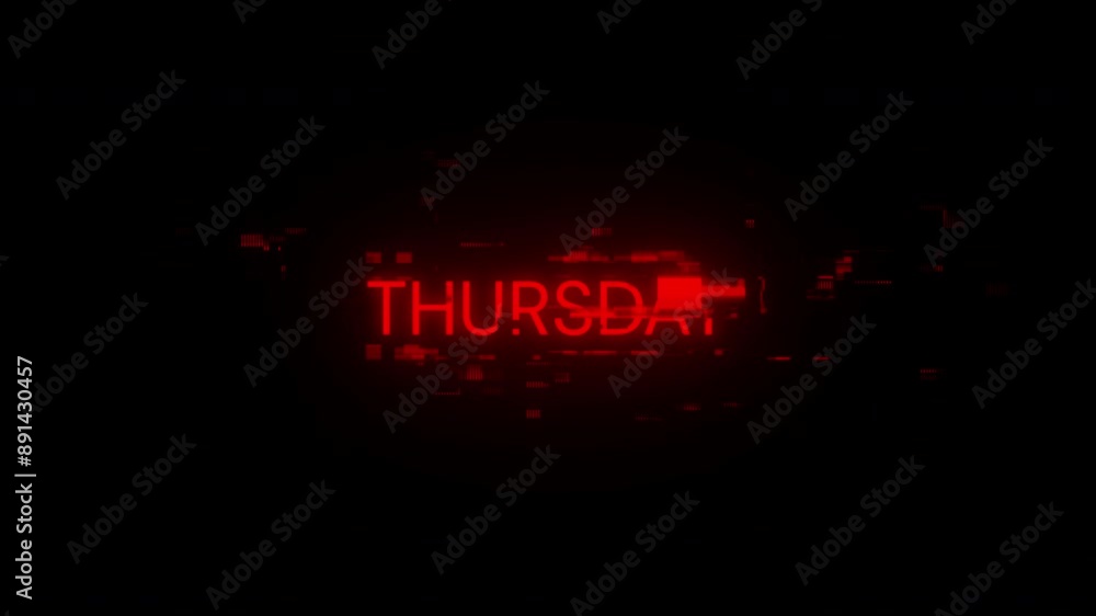 Poster thursday text with screen effects of technological failures. spectacular screen glitch with various 